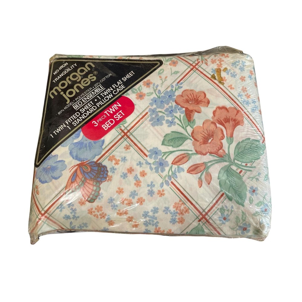 Vintage Morgan Jones 3-Piece Twin Bed Set "tranquility" Floral No-Iron